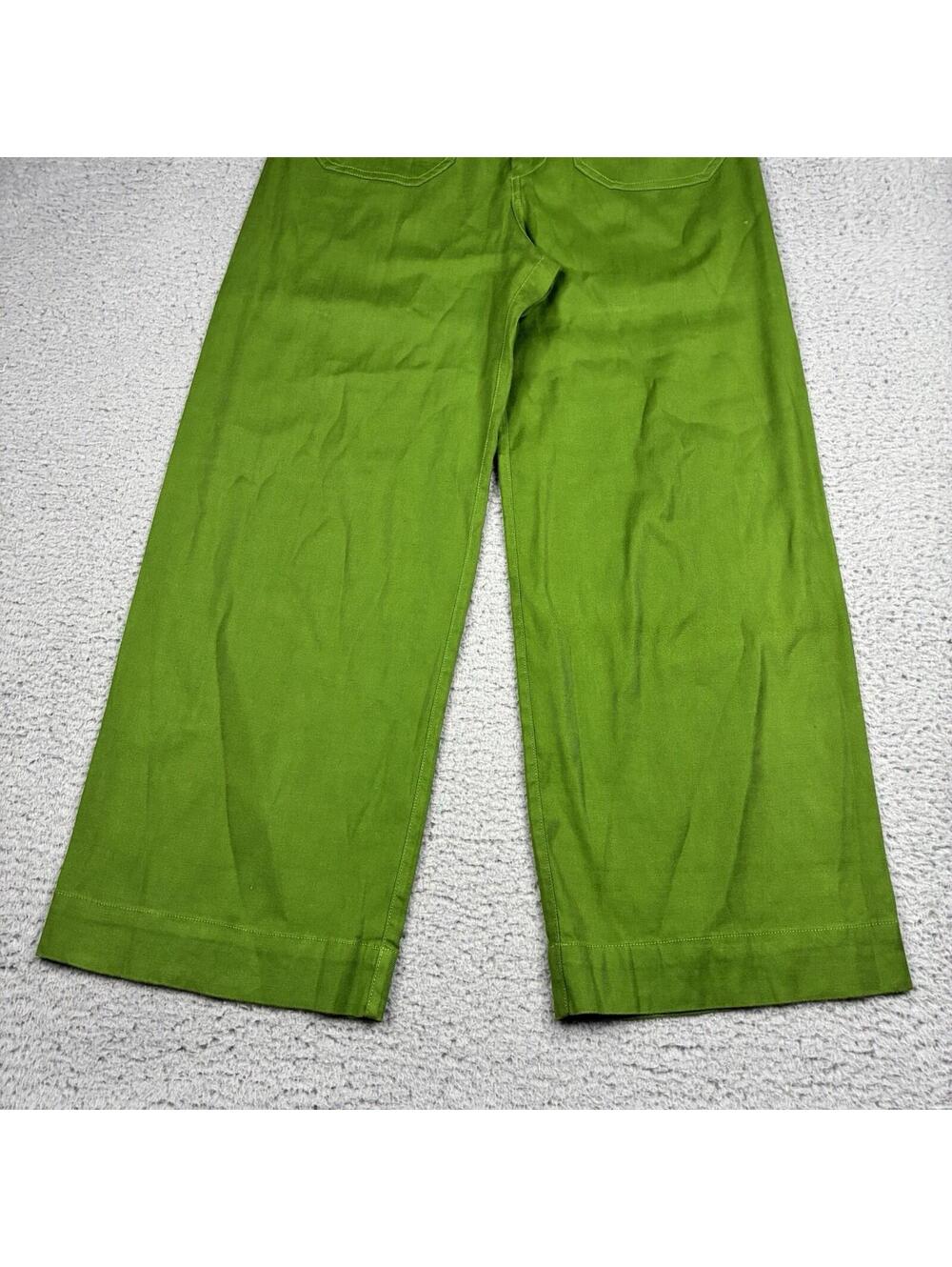 Maeve Anthropologie Colette Pants Womens 27 Green Linen Wide Leg High Rise - Picture 5 of 15